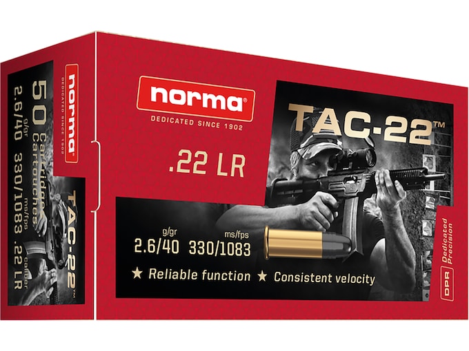 Norma TAC-22 Ammunition 22LR 40 Grain Lead Round Nose – Best Price